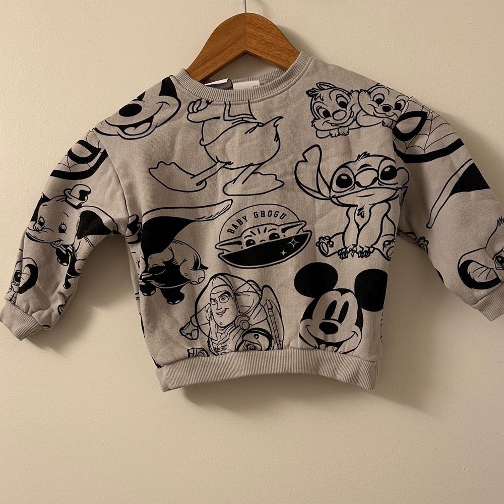 Disney Gray & Black Character Pullover Hoodie for Kids